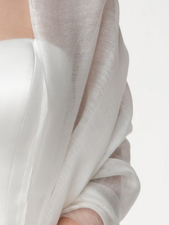 Ivoorkleurige dubbelgewoven voile stola - S146 - € 45