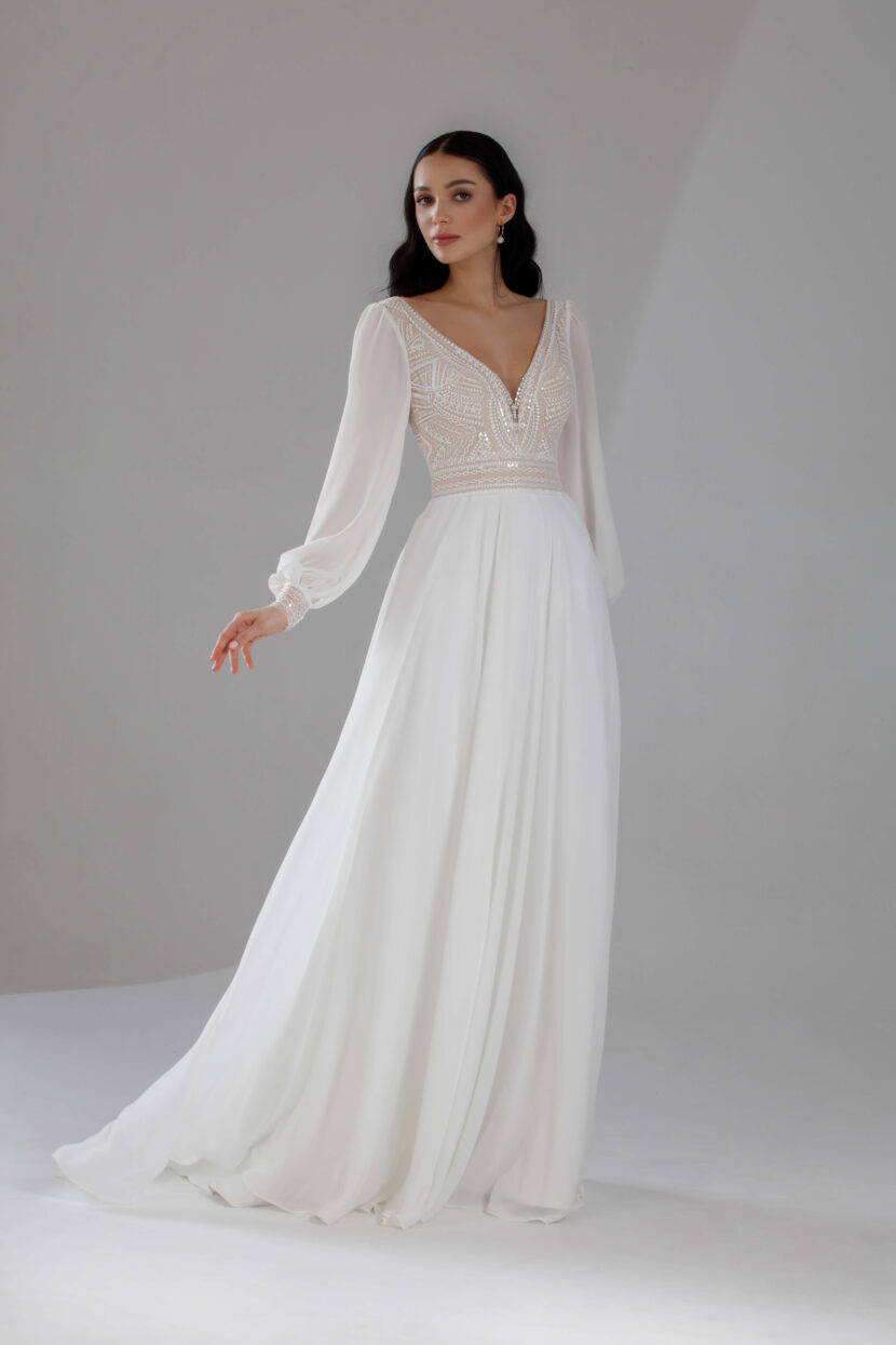 Dori een boho trouwjurk met lange mouwen